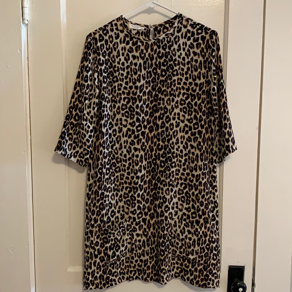 Equipment animal print dress with sleeves small